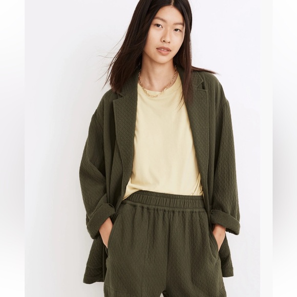 Madewell Diamond Jacquard Shaw Blazer Jacket ‘Dark Forest’ Sz SMALL $148 NWT - Picture 3 of 16